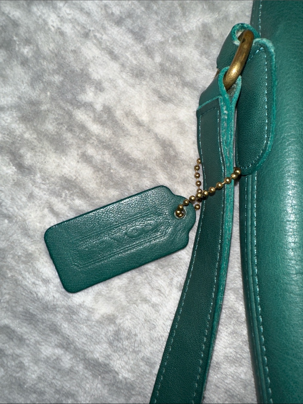 Coach Dark Green Pebble Leather Drawstring Crossbody - Picture 7 of 10